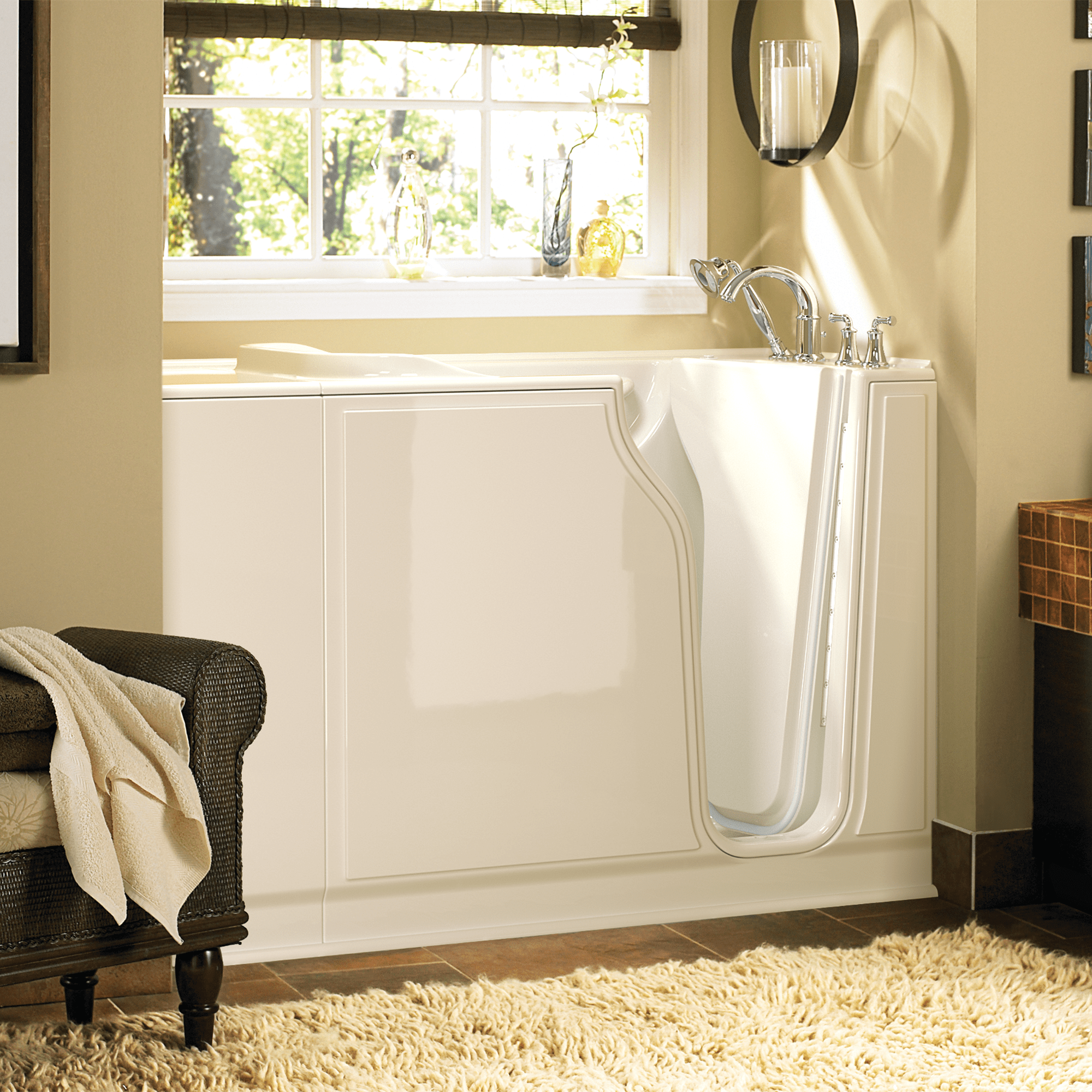 Gelcoat Value Series 30x52 Inch Walk In Bathtub with Whirlpool Massage System   Right Hand Door and Drain WIB LINEN